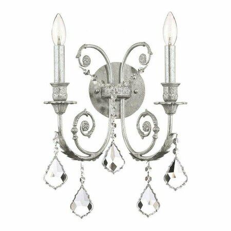 CRYSTORAMA Two Light Olde Silver Wall Light 5112-OS-CL-SAQ